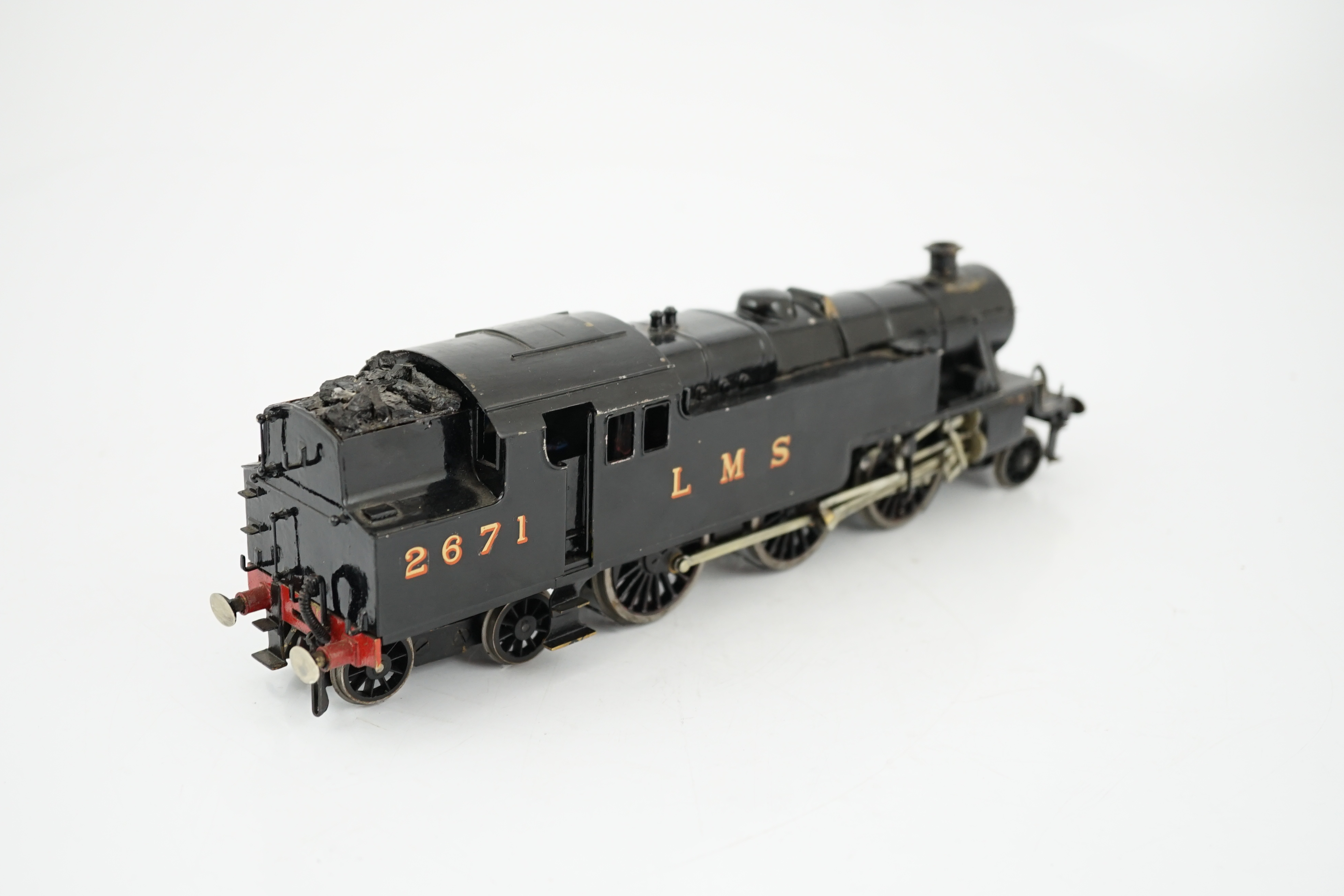 A brass kit-built LMS 2-6-4T Stanier Tank locomotive, 2671, for 2-rail running, in unlined black livery, with some detailing, sprung buffers, etc.